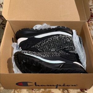 Champion Black and White Knitted Sneakers New 4.5y